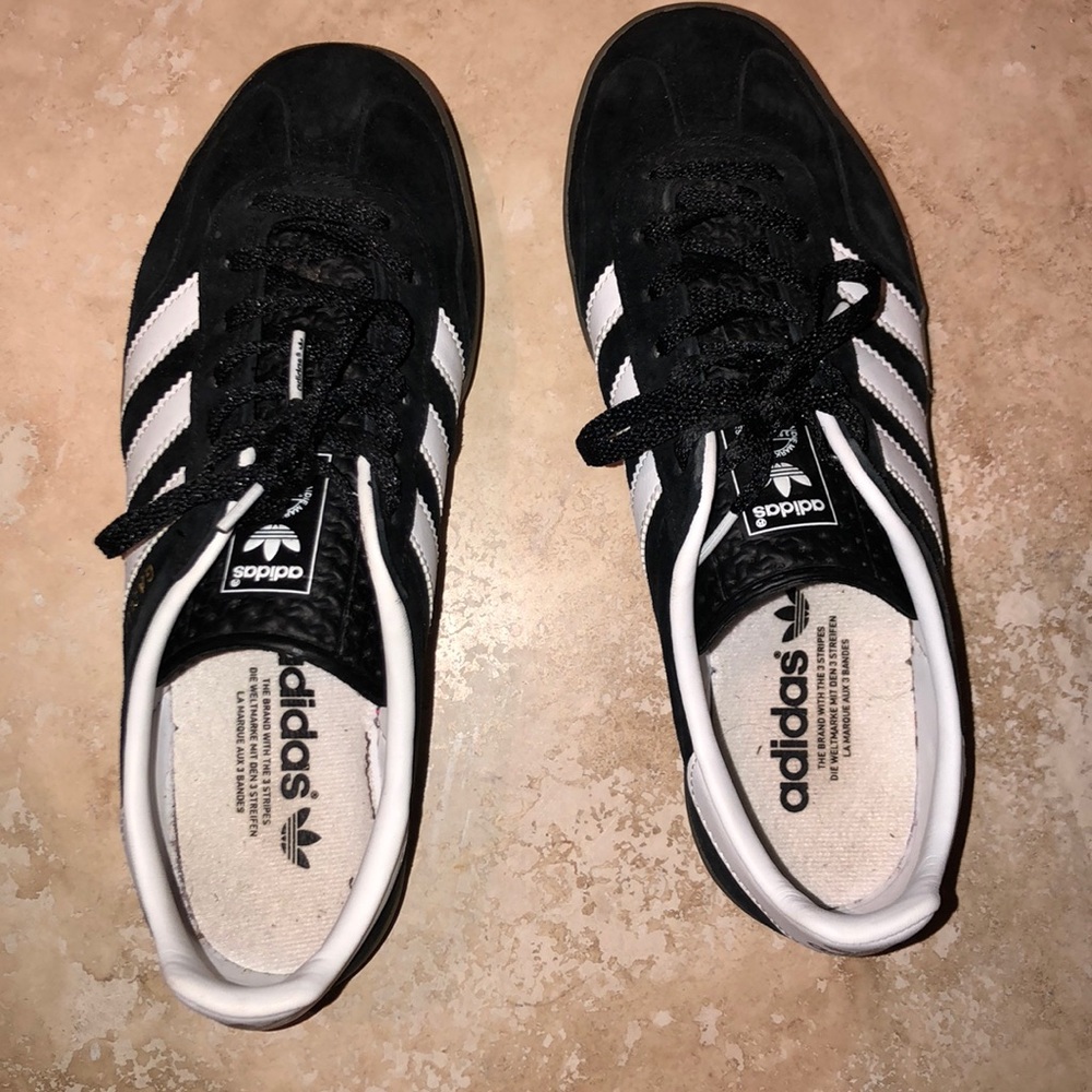 Black and white Adidas Gazelle sneakers